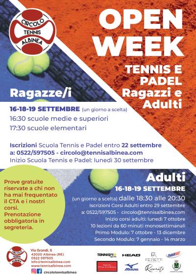 OPEN WEEK TENNIS E PADEL