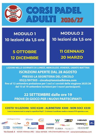 SETTORE PADEL 2026-27